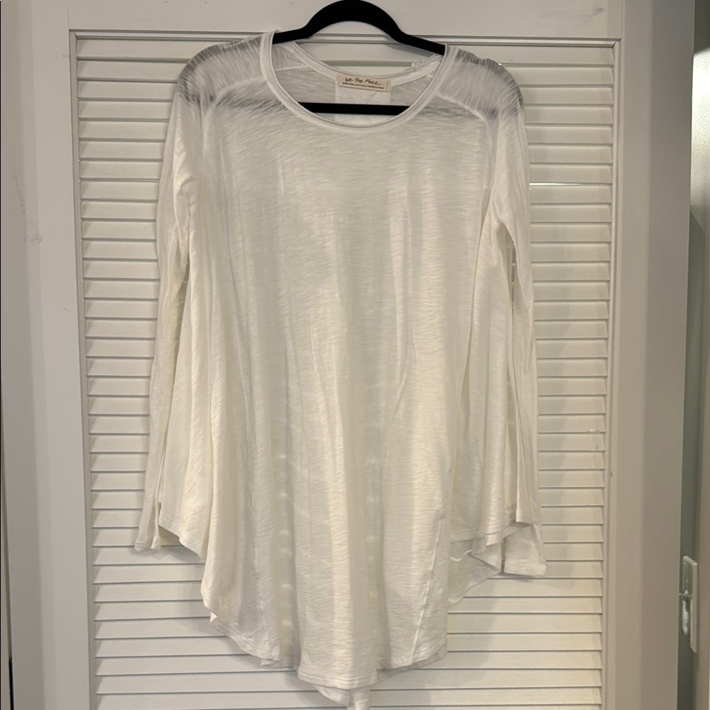 We The Free White Tunic Oversized Long Sleeve Asymmetrical Crew Neck